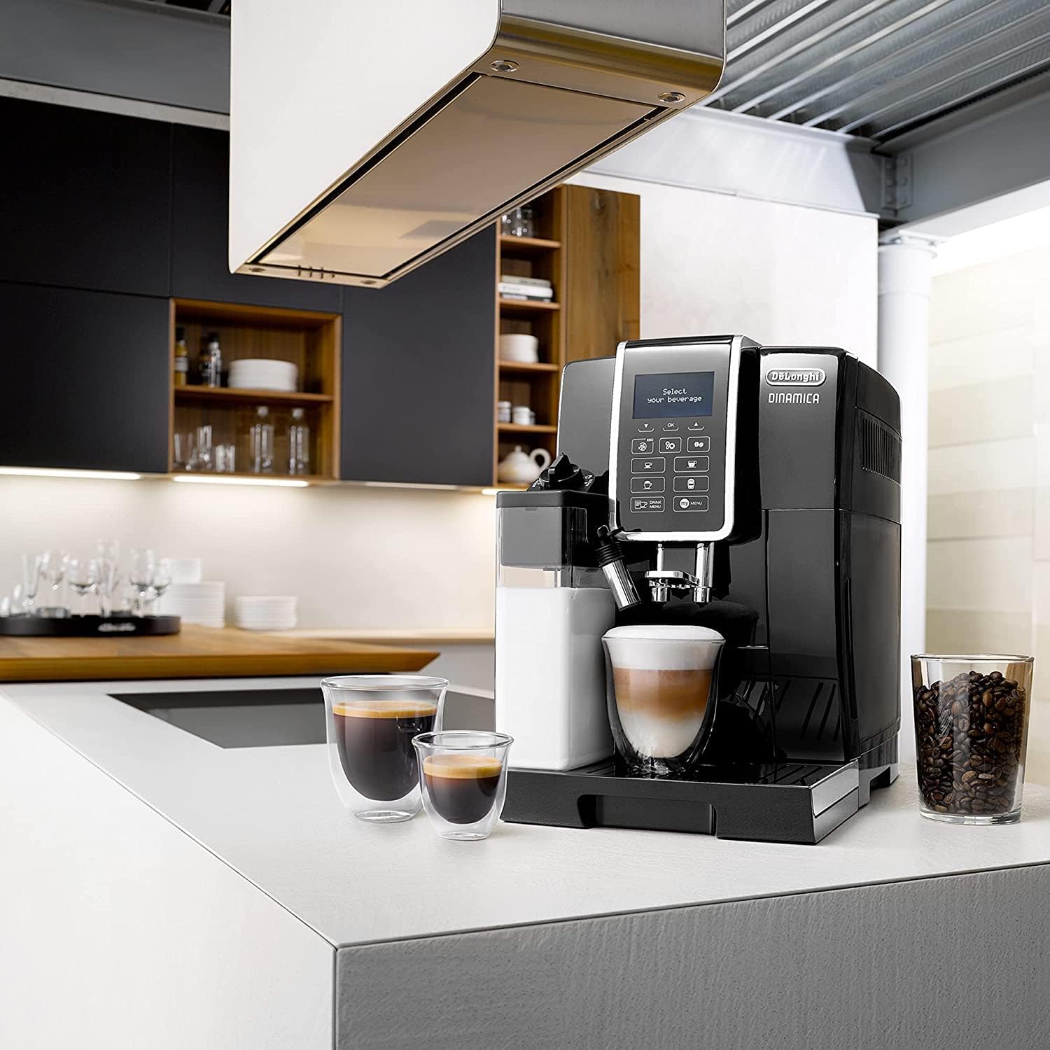 DeLonghi Dinamica Machine a Café Grain ECAM350.55.B Cappuccino et Expresso, 1.8L, Noir