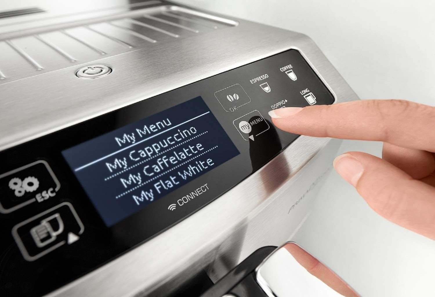 DeLonghi ECAM55.510.M PrimaDonna Rystiling Machine à Café avec Broyeur, 1450 W, 250 kilograms, Métal