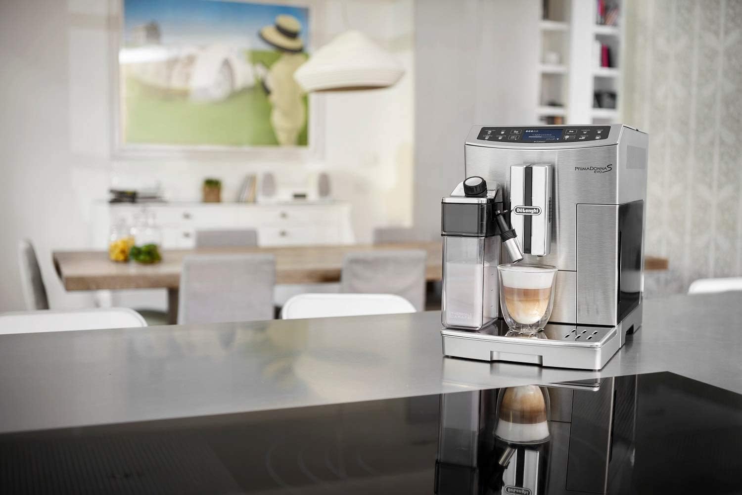DeLonghi ECAM55.510.M PrimaDonna Rystiling Machine à Café avec Broyeur, 1450 W, 250 kilograms, Métal