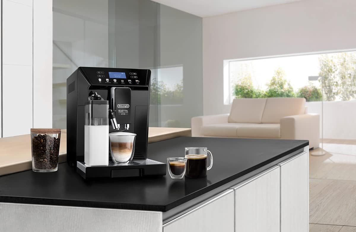 DeLonghi Eletta Evo Machine a Café Grain ECAM46.860.B, Machine Expresso et Cappuccino, Ecran LCD Tactile, Noir