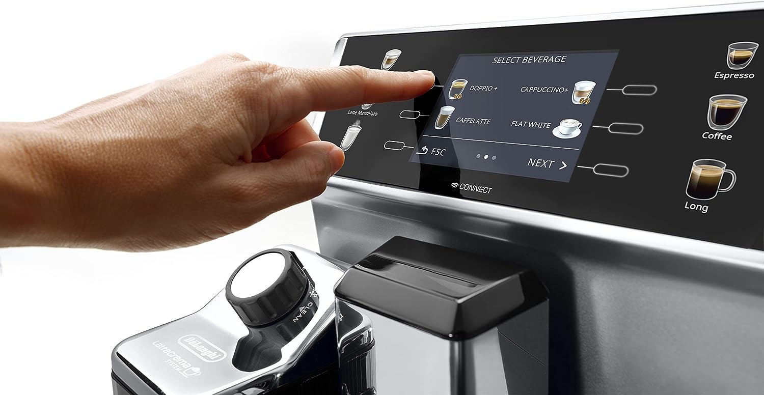 DeLonghi PrimaDonna Class ‎ECAM550.85.MS, Machine Café Grain, Expresso, Cappuccino, 2L, 1450W, Noir et Argent