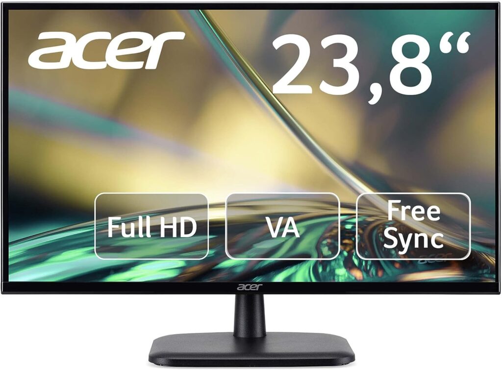 Acer EK240YC Écran PC 23.8 Full HD 75 Hz, 1920x1080, 16:9, AMD FreeSync, 5 ms (G2G), 250 Nits, BlueLightShield  Flickerless, HDMI 1.4, VGA, HDMI - Moniteur PC Réglable et Inclinable