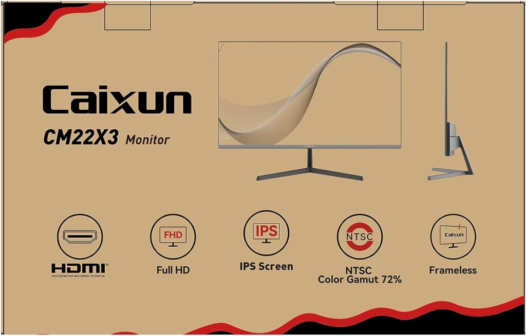 Caixun Écran PC 22 Pouces IPS, FreeSync, 75Hz, FHD 1080P avec HDMI VGA Ports, Moniteur PC BlueLightShield  Flickerless pour Le Bureau à Domicile (CM22X3 câble HDMI Inclus)