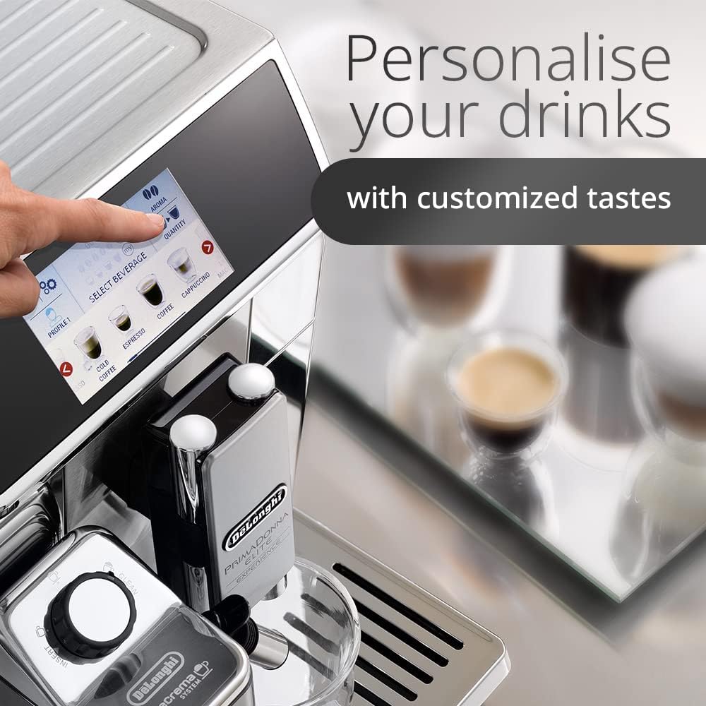 DeLonghi PrimaDonna Class ECAM650.85 MS, Machine a Café Grain, Machine Expresso et Cappucino, 1450W, 2L, Argent