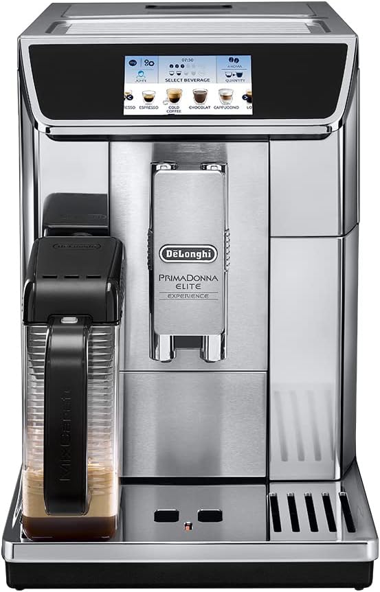 DeLonghi PrimaDonna Class ECAM650.85 MS, Machine a Café Grain, Machine Expresso et Cappucino, 1450W, 2L, Argent