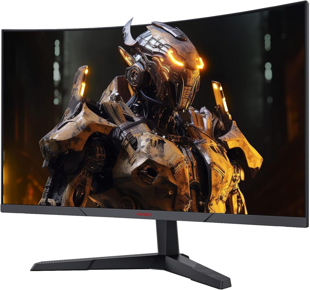 KOORUI 27 Ecran PC Gaming Incurvé 1800R, Moniteur PC Dalle VA, Résolution WQHD (2560X1440), 144HZ,1MS, DCI-P3 85%, Lunette Ultra-Mince, Inclinaison réglable, Prend en Charge HDMI/DP